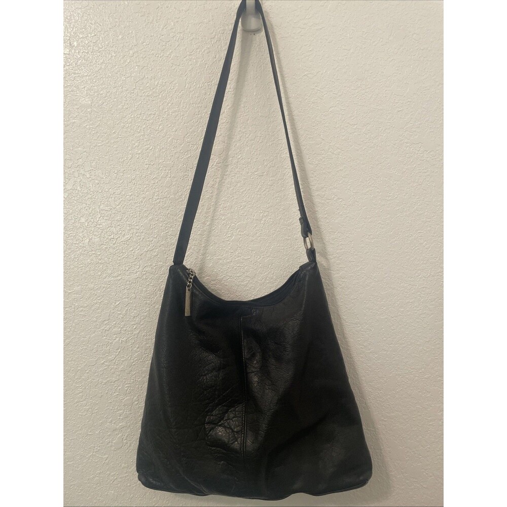 Green Fields VTG Shafmaster Leather Co. Black Pebbled Leather Shoulder Handbag